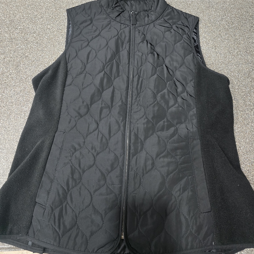 Talbots Black Quilted Sleeveless Zip Vest